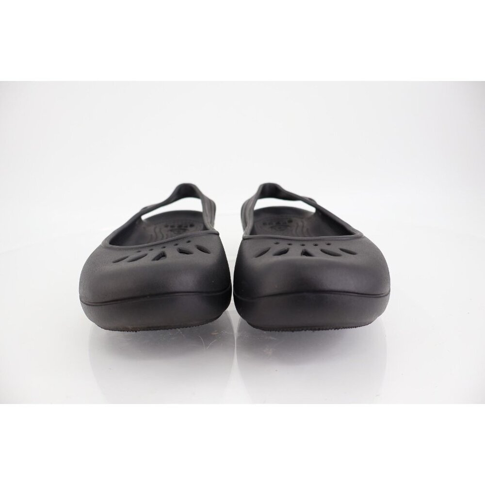 Crocs Kadee Women's Size 7 Black Rubber Ballet Flats Slip On Comfort Shoes - Picture 2 of 8
